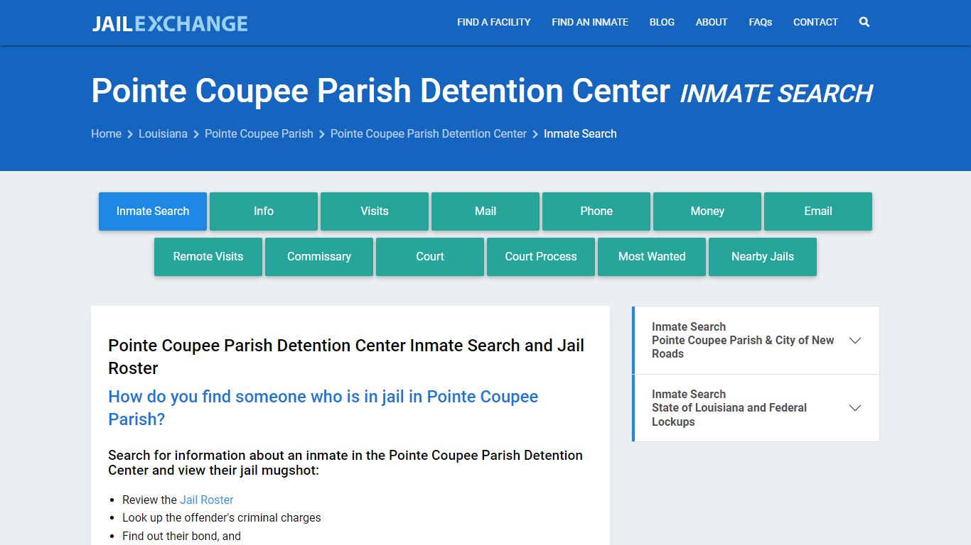 Pointe Coupee Parish Detention Center Inmate Search - Jail Exchange